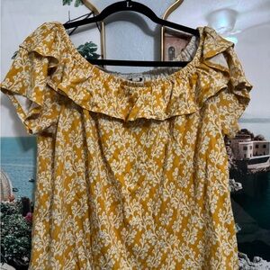 Yellow Floral Off-Shoulder Top